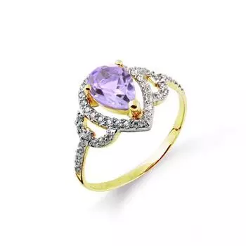 Кольцо с аметистом и фианитами Линии Любви