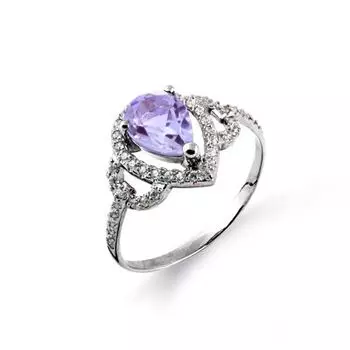 Кольцо с аметистом и фианитами Линии Любви