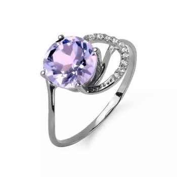 Кольцо с аметистом и фианитами Линии Любви