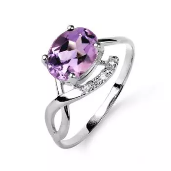Кольцо с аметистом и фианитами Линии Любви