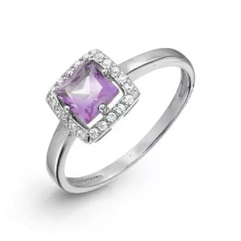 Кольцо с аметистом и фианитами Линии Любви