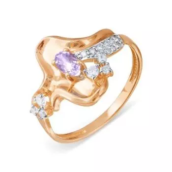 Кольцо с аметистом и фианитами Линии Любви