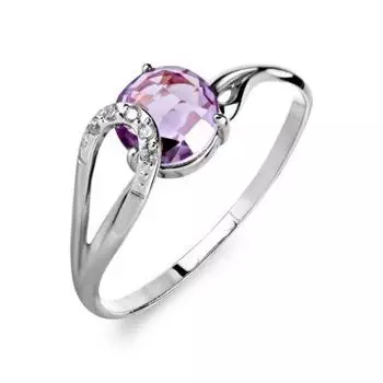 Кольцо с аметистом и фианитами Линии Любви