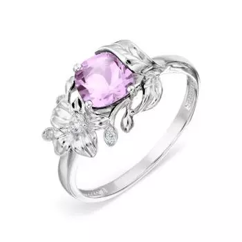Кольцо с аметистом и фианитами Линии Любви