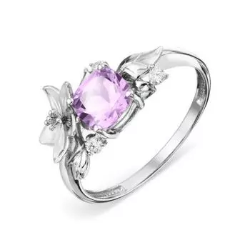 Кольцо с аметистом и фианитами Линии Любви