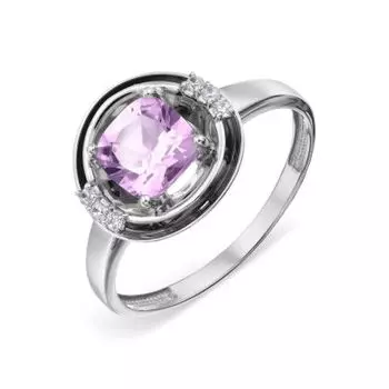 Кольцо с аметистом и фианитами Линии Любви