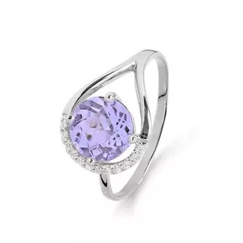 Кольцо с аметистом и фианитами Линии Любви