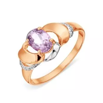 Кольцо с аметистом и фианитами Линии Любви