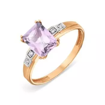 Кольцо с аметистом и фианитами Линии Любви