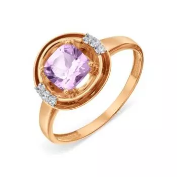 Кольцо с аметистом и фианитами Линии Любви