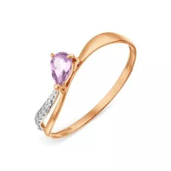 Кольцо с аметистом и фианитами Линии Любви