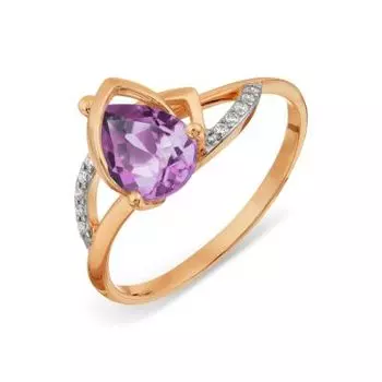 Кольцо с аметистом и фианитами Линии Любви