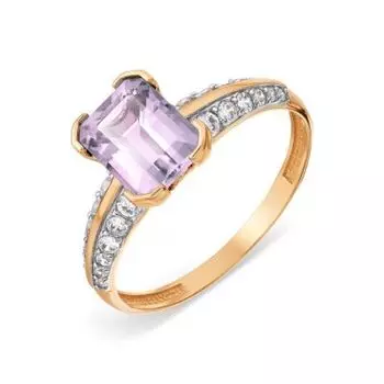 Кольцо с аметистом и фианитами Линии Любви