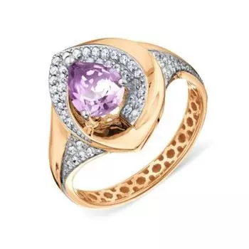 Кольцо с аметистом и фианитами Линии Любви