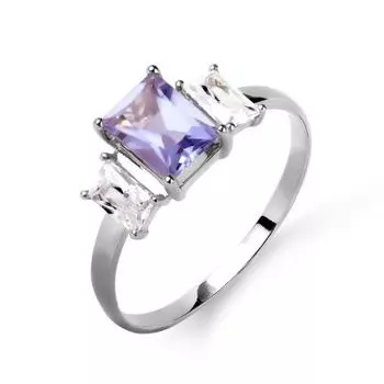 Кольцо с аметистом и фианитами Линии Любви