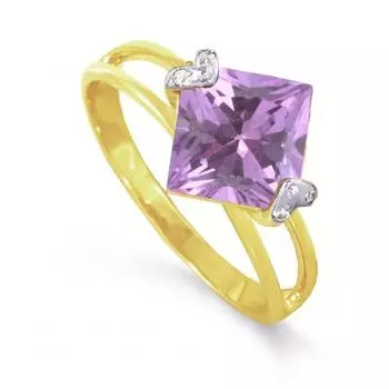 Кольцо с аметистом и фианитами Линии Любви