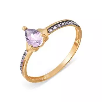 Кольцо с аметистом и фианитами Линии Любви