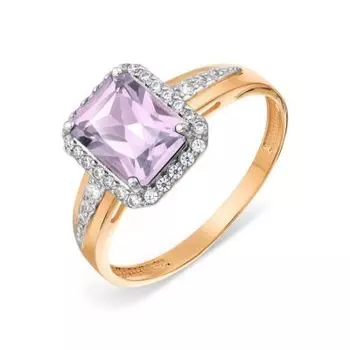Кольцо с аметистом и фианитами Линии Любви