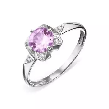 Кольцо с аметистом и фианитами Линии Любви