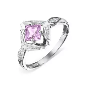 Кольцо с аметистом и фианитами Линии Любви