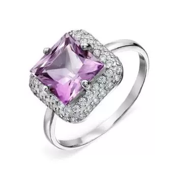 Кольцо с аметистом и фианитами Линии Любви