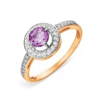Кольцо с аметистом и фианитами Линии Любви