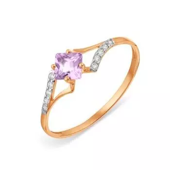 Кольцо с аметистом и фианитами Линии Любви