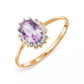 Кольцо с аметистом и фианитами Линии Любви