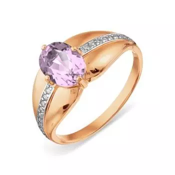 Кольцо с аметистом и фианитами Линии Любви