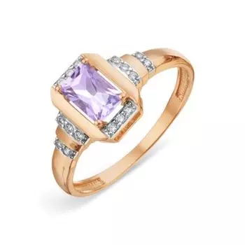 Кольцо с аметистом и фианитами Линии Любви