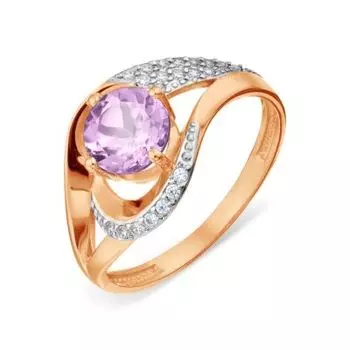 Кольцо с аметистом и фианитами Линии Любви