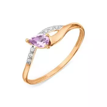 Кольцо с аметистом и фианитами Линии Любви