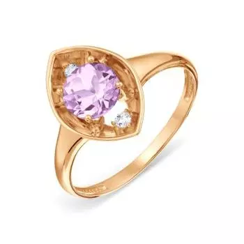 Кольцо с аметистом и фианитами Линии Любви
