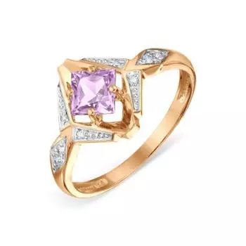 Кольцо с аметистом и фианитами Линии Любви