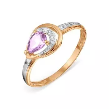 Кольцо с аметистом и фианитами Линии Любви