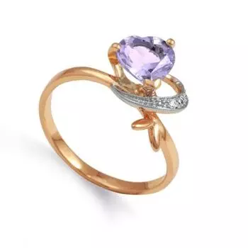 Кольцо с аметистом и фианитами Линии Любви