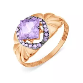 Кольцо с аметистом и фианитами Линии Любви