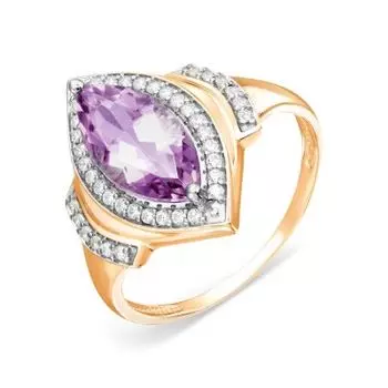 Кольцо с аметистом и фианитами Линии Любви