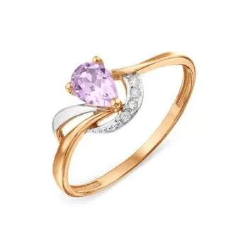 Кольцо с аметистом и фианитами Линии Любви