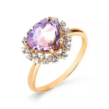 Кольцо с аметистом и фианитами Линии Любви