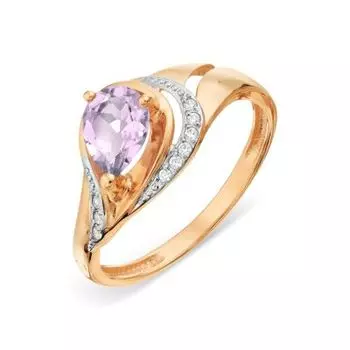 Кольцо с аметистом и фианитами Линии Любви