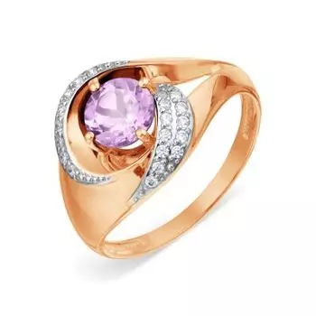Кольцо с аметистом и фианитами Линии Любви
