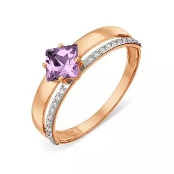 Кольцо с аметистом и фианитами Линии Любви