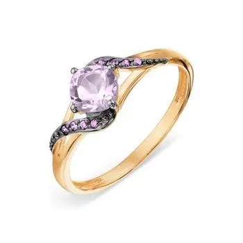 Кольцо с аметистом и фианитами Линии Любви