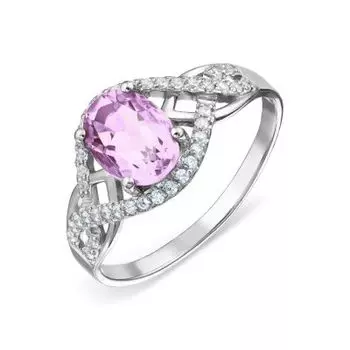 Кольцо с аметистом и фианитами Линии Любви