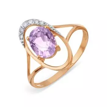 Кольцо с аметистом и фианитами Линии Любви