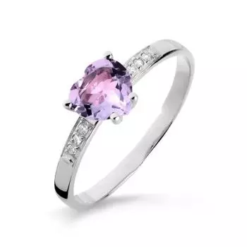 Кольцо с аметистом и фианитами Линии Любви