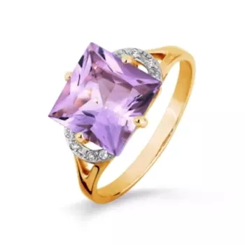 Кольцо с аметистом и фианитами Линии Любви