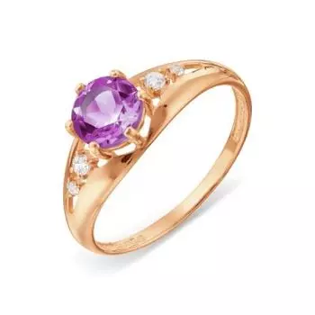 Кольцо с аметистом и фианитами Линии Любви