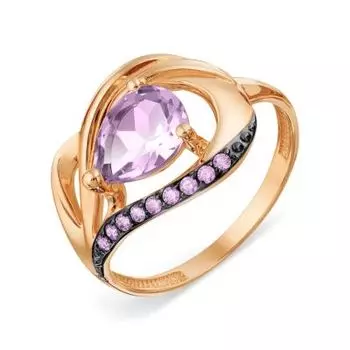 Кольцо с аметистом и фианитами Линии Любви